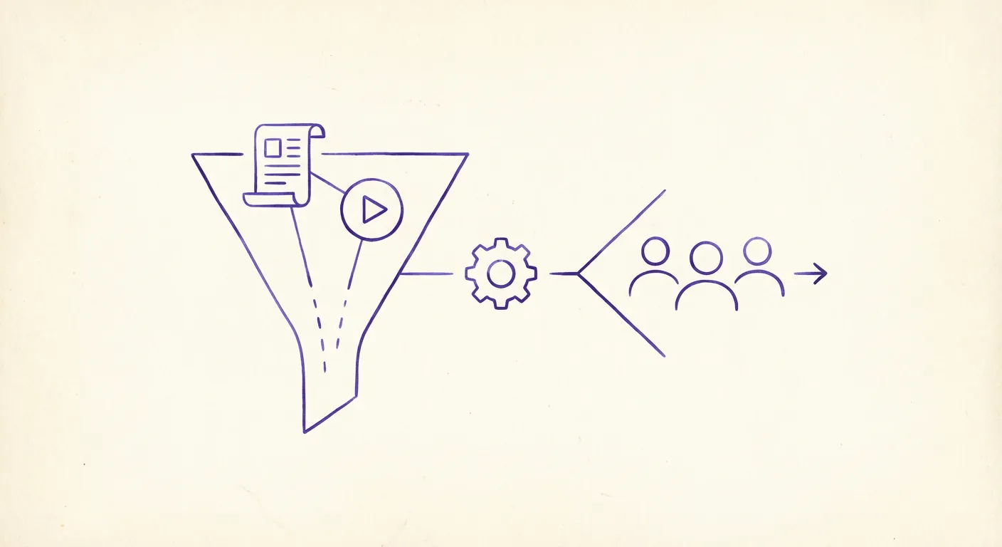 Illustration of automated B2B lead generation funnel
