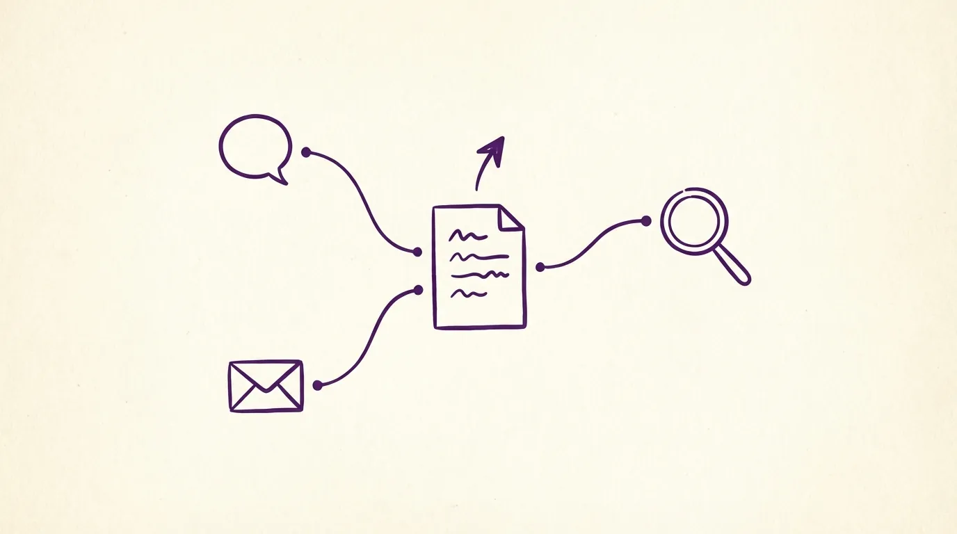 Minimalist illustration of content strategy with interconnected nodes and upward growth