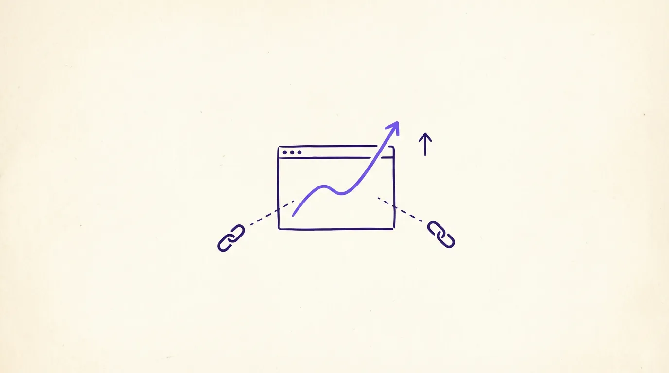 Hand-drawn illustration of a website gaining authority through quality backlinks